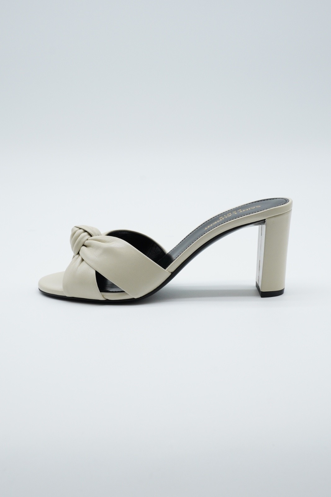 Saint Laurent YSL Biana Heels White Open Toe Leather UK 5.5 US 8.5 EU 38.5 1750G