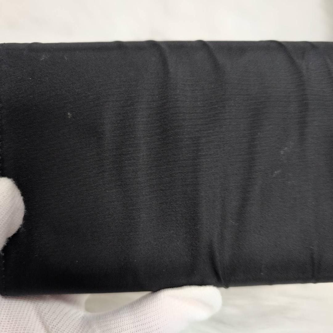 PRADA Triangle Logo Plate Nylon Leather Bi Fold Long Wallet 1M1037