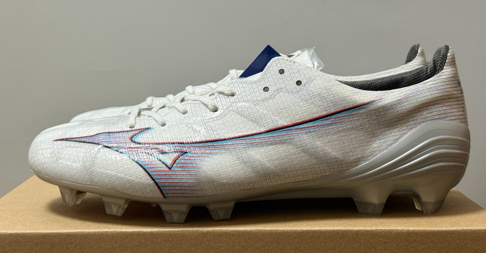 MIZUNO Soccer Football Shoes Alpha ELITE White x Ignition Red x Blue P1GA2362