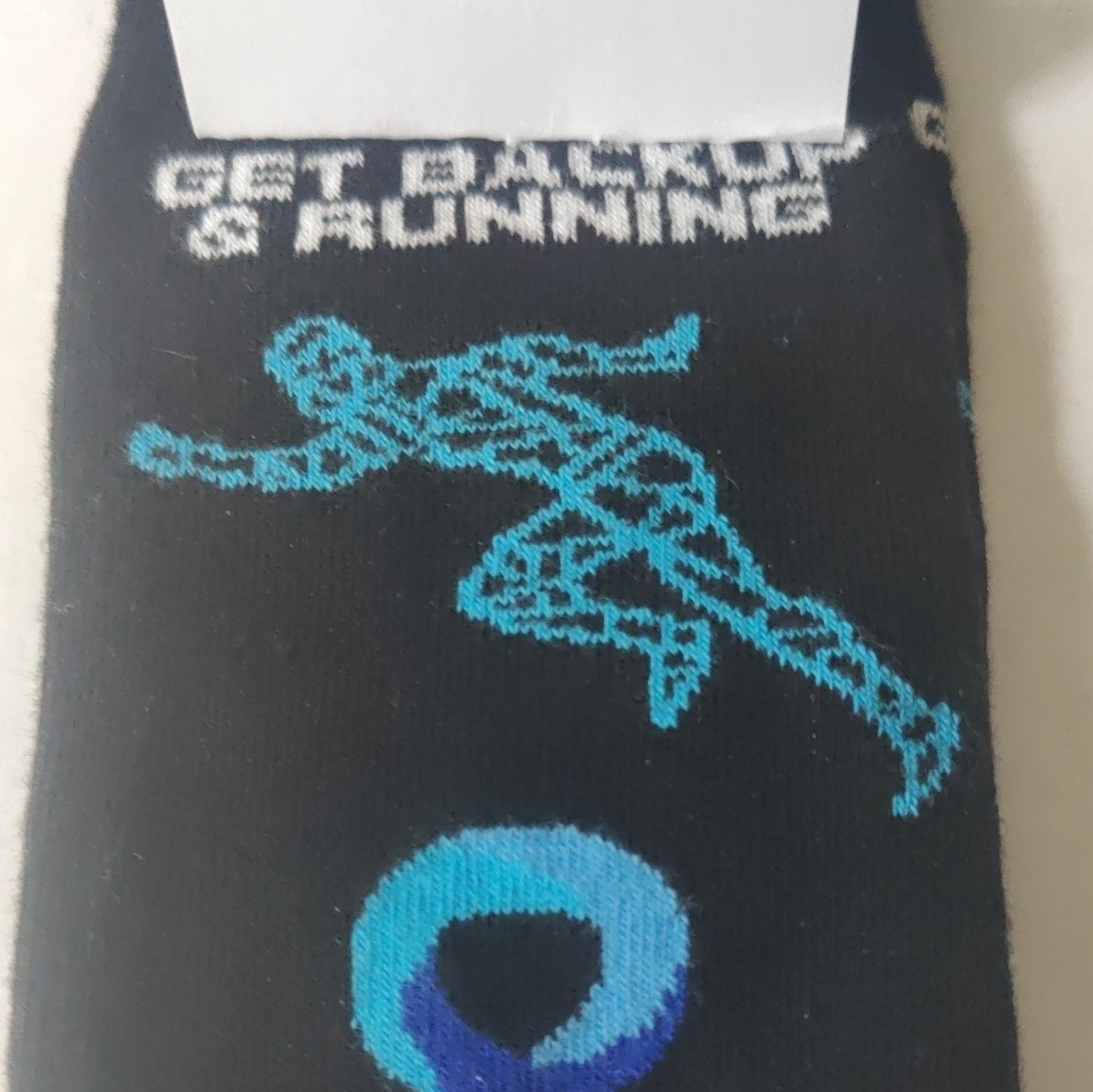 CLUMIO Crew Socks Geometric Pattern Black/Blue/Gray One Size Cotton Blend