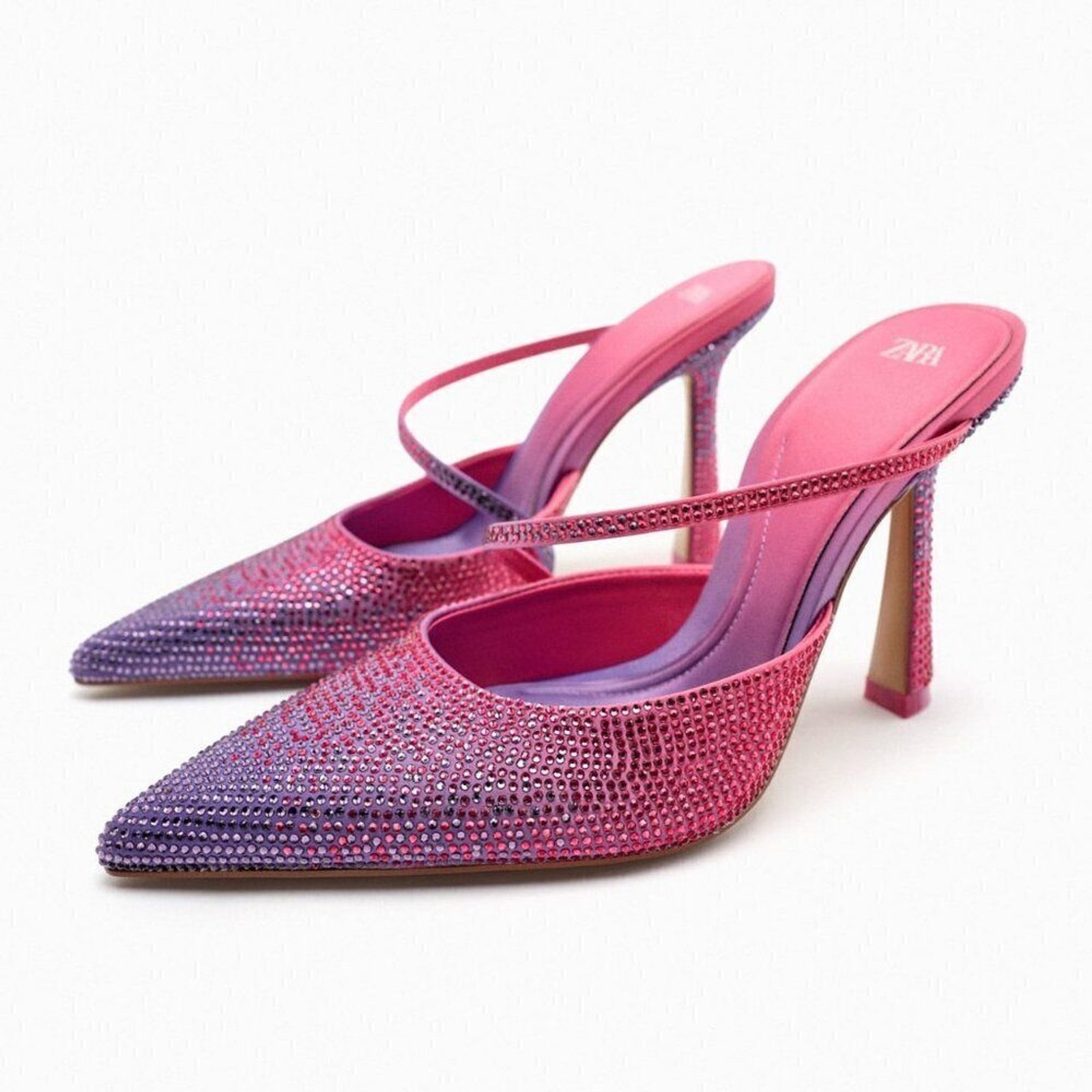 ZARA RHINESTONE HEELED MULES