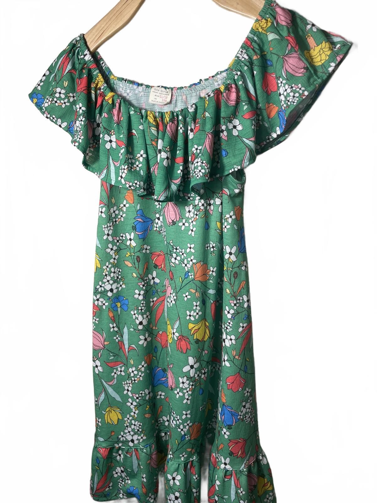 Zara Girls Floral Off Shoulder Ruffle Dress Size 11/12 Boho