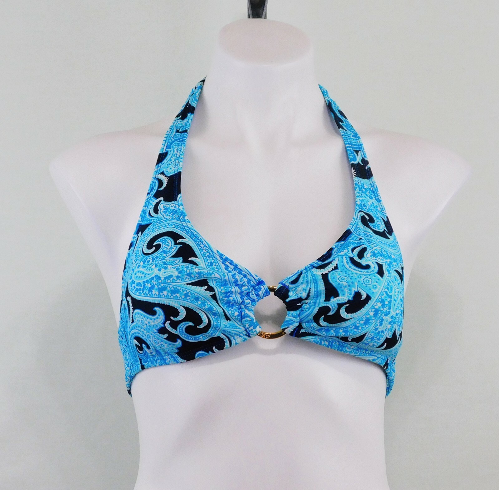 Chaps Women’s Swimwear Top, Size 6, Teal Multi, 80% Nylon, 20% Spandex