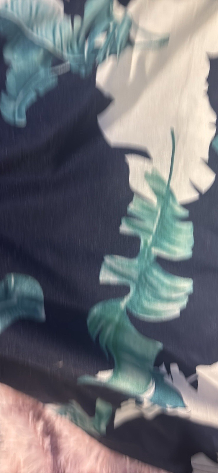 Tropical Leaf Print, Blue And Green Sleeveless Dress Size Large