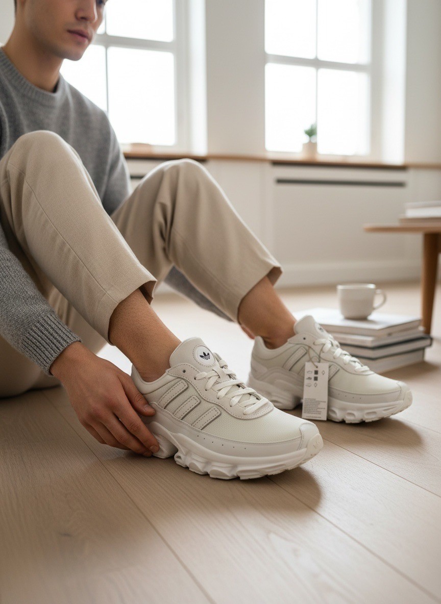 NIB Adidas Unisex AdiFOM Megaride J Sneakers White on White EU 38 2/3 Mens US 6