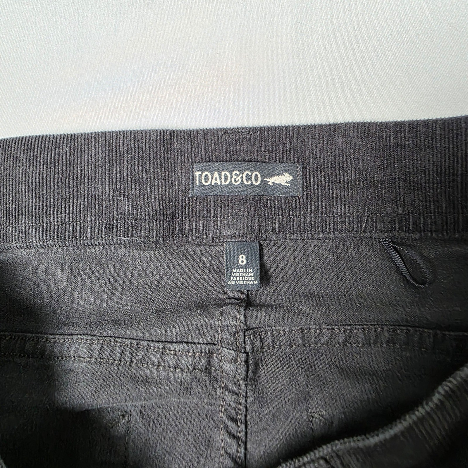 Toad&Co Corduroy Pants Womens 8 Charcoal Grey Organic Cotton Hemp Straight Leg
