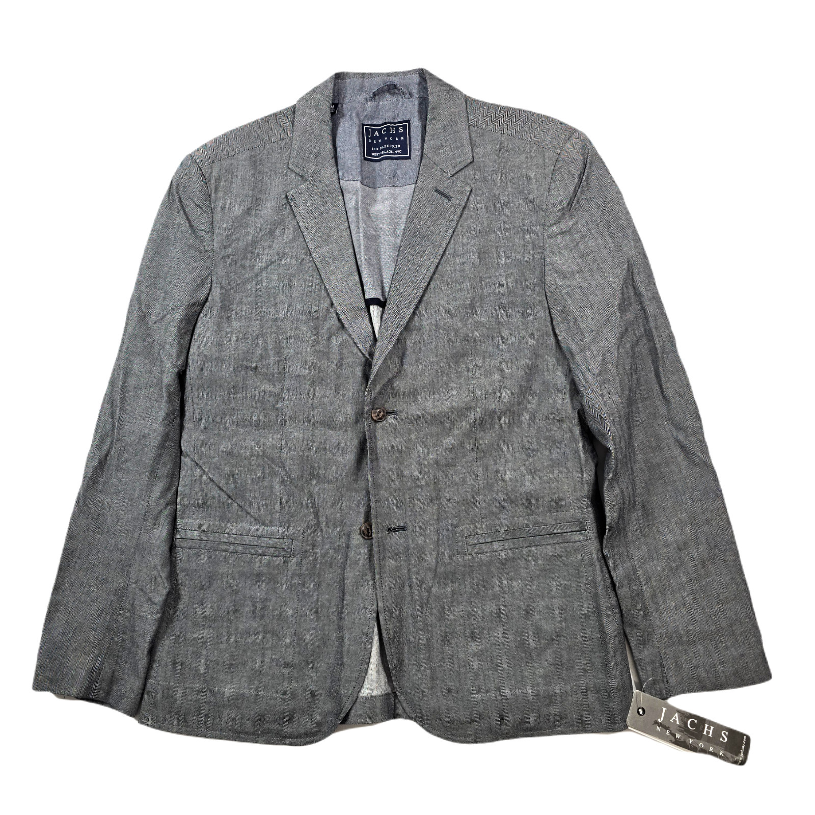 JACHS New York Herringbone Blazer Mens Medium Charcoal Grey Sport Coat $295 NEW