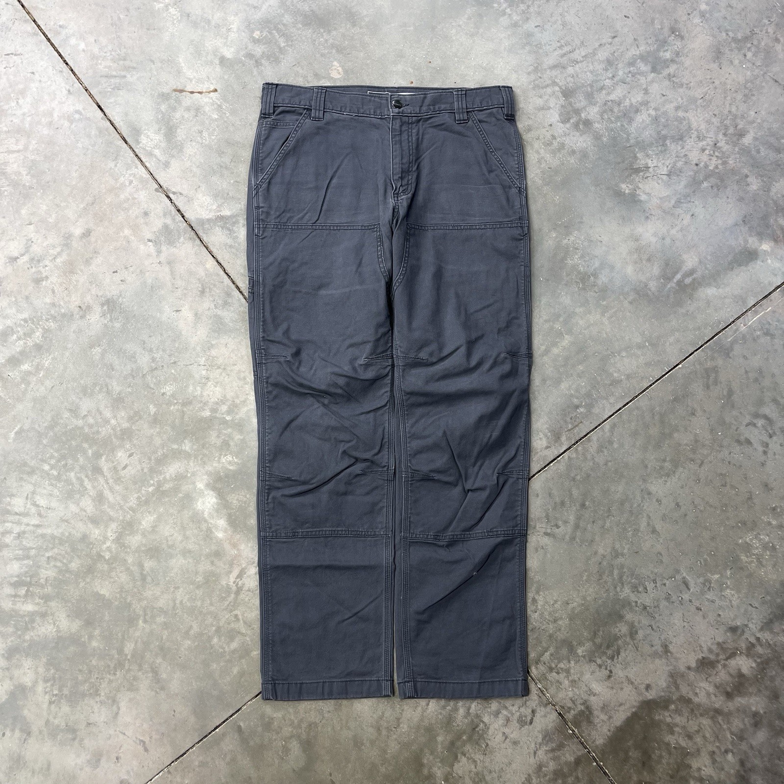 Carhartt Double Knee Pants Relaxed Fit Dark Grey Baggy 34×30.5 102802 029