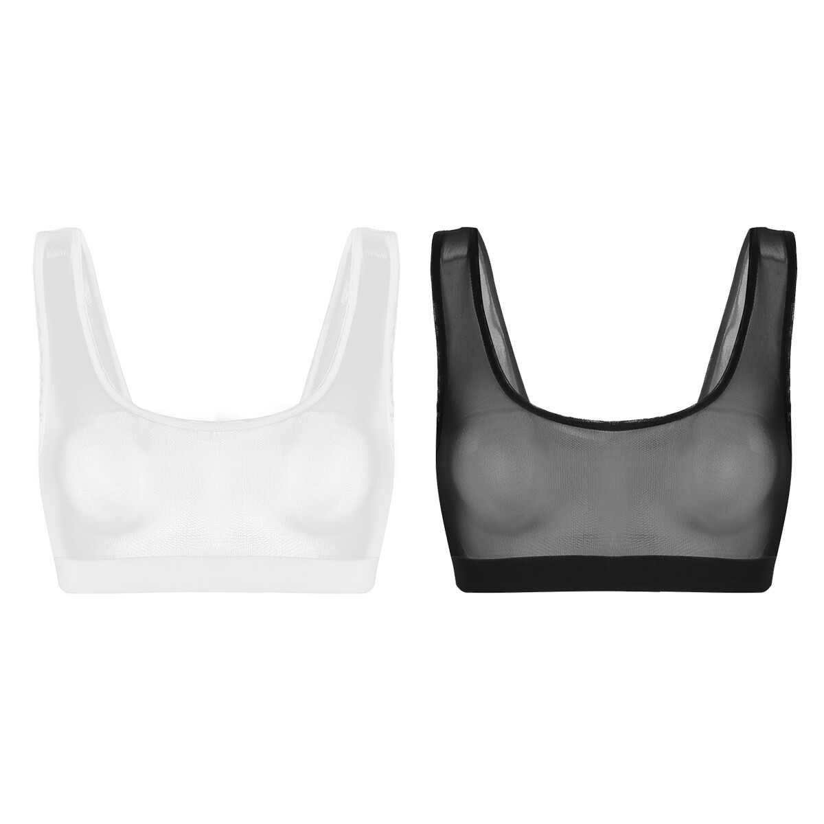 US Sexy Women Mesh Sheer Bra Wire-Free Bralette See Through Bustier Tank Top