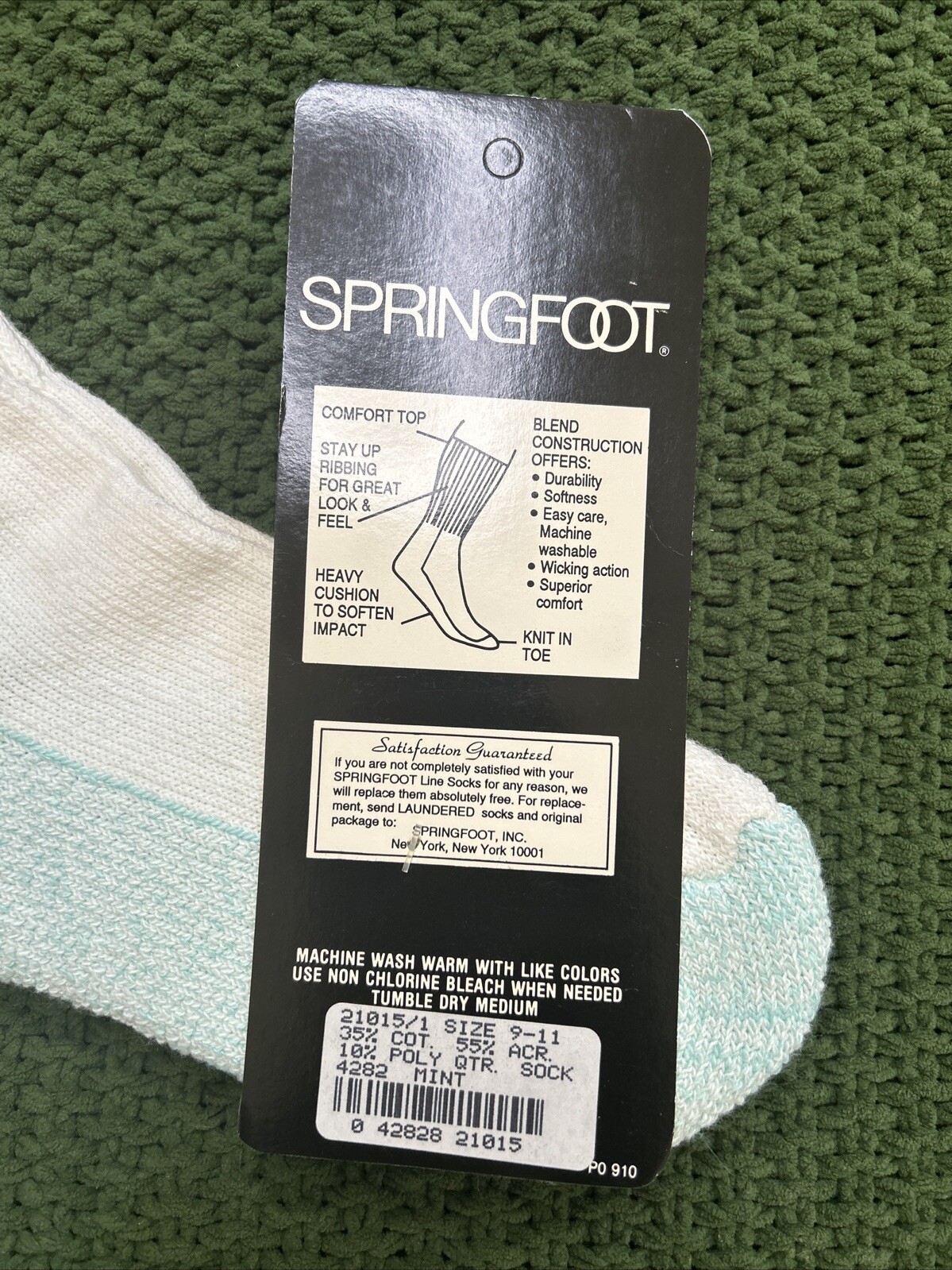 VTG Socks Acrylic Springfoot 9-11 NOS 90s Running Cushioned Quarter USA Low Cut.