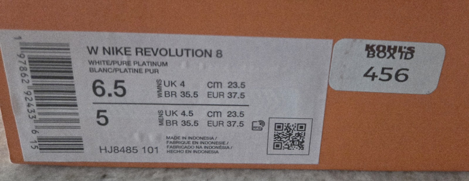 NIB Women Nike Revolution 8 White Athletic Running Sneakers Shoes Size 6.5