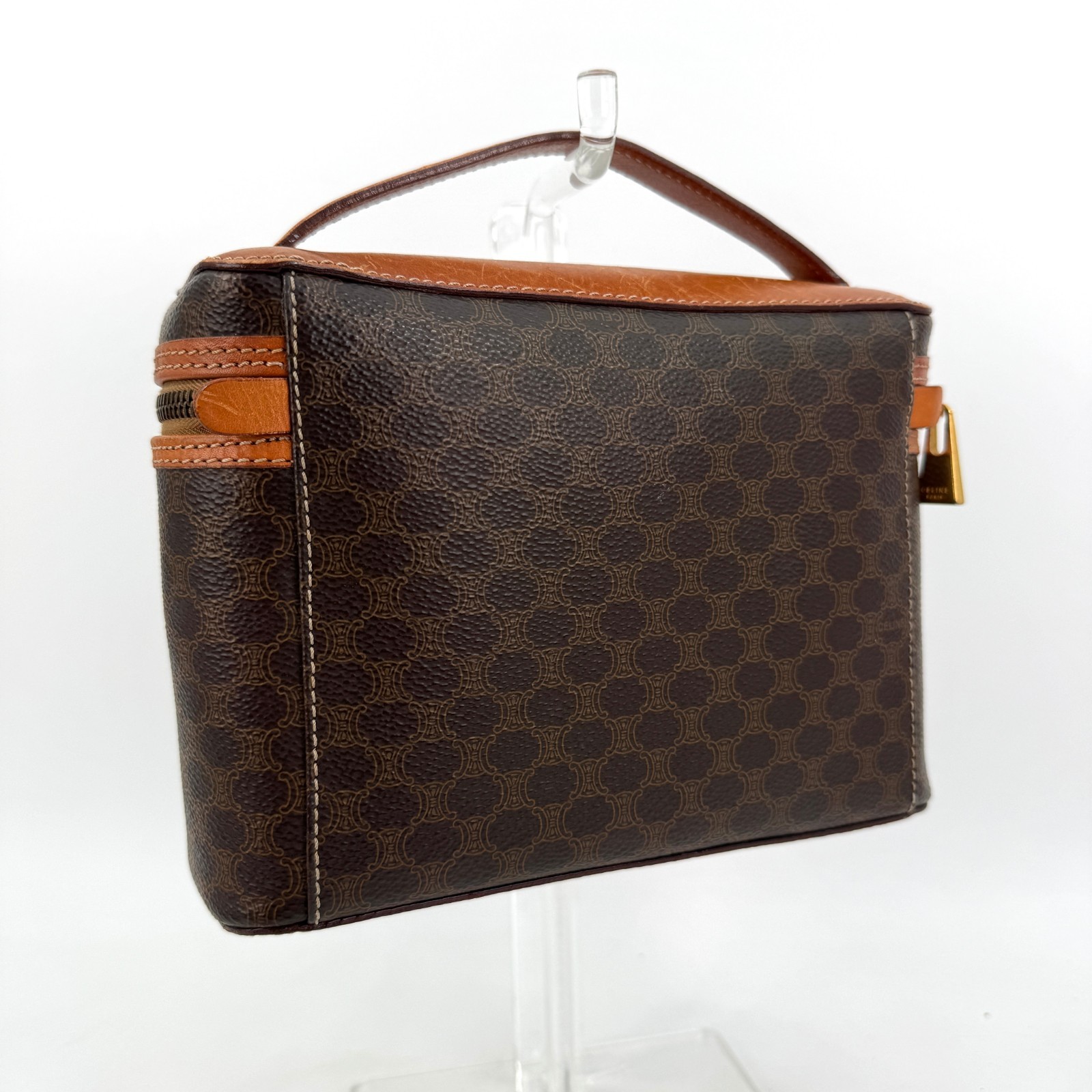 Celine Vanity bag Macadam PVC Leather Pouch Authentic