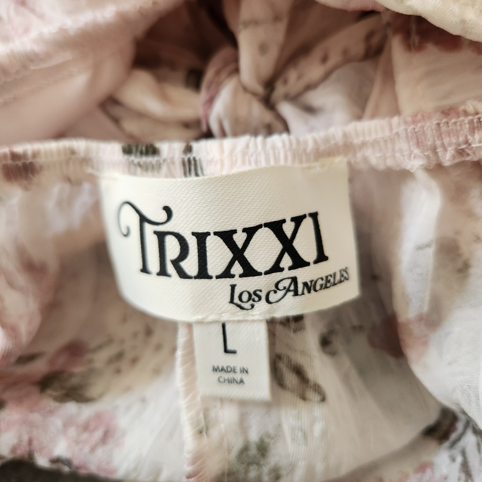 Trixxi Pink Floral Ruffle Top Size Large Ruffle Coquette Soft Girl Romantic