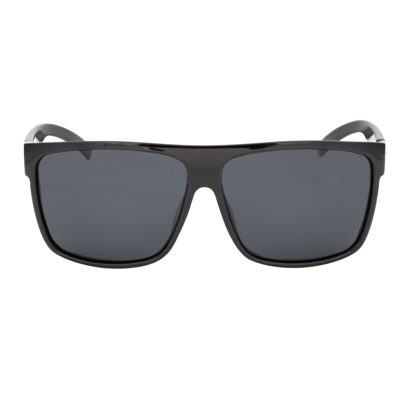 Men’s XL Wide Fit Polarized Square Sunglasses Gloss Black Frame Dark Smoke Lens
