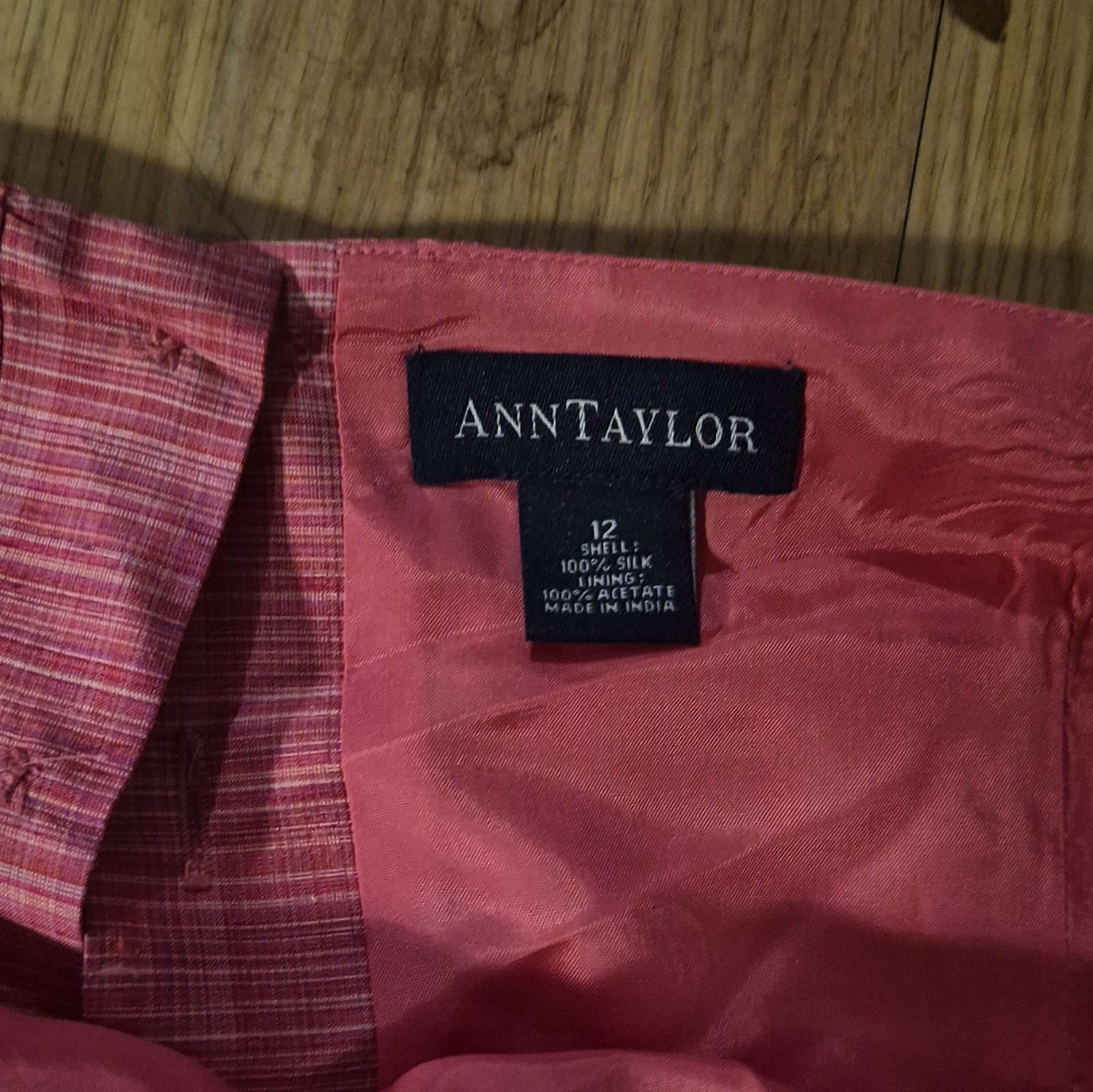 Ann Taylor Women’s Pink Plaid Silk Spaghetti Strap Button Front Camisole 12