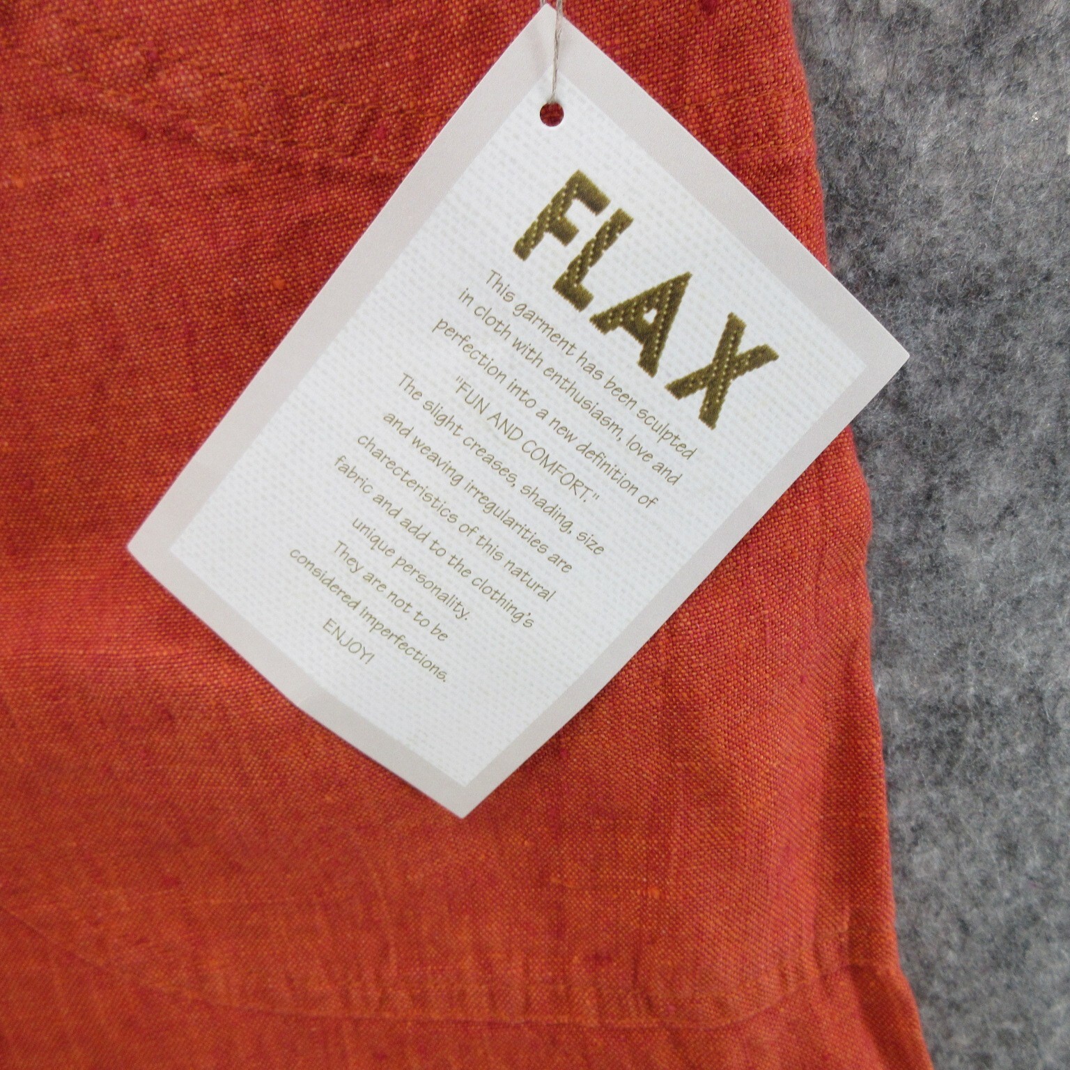 FLAX Designs Linen Skirt Small Solid Orange Maxi Pull-On Elastic Waistband New