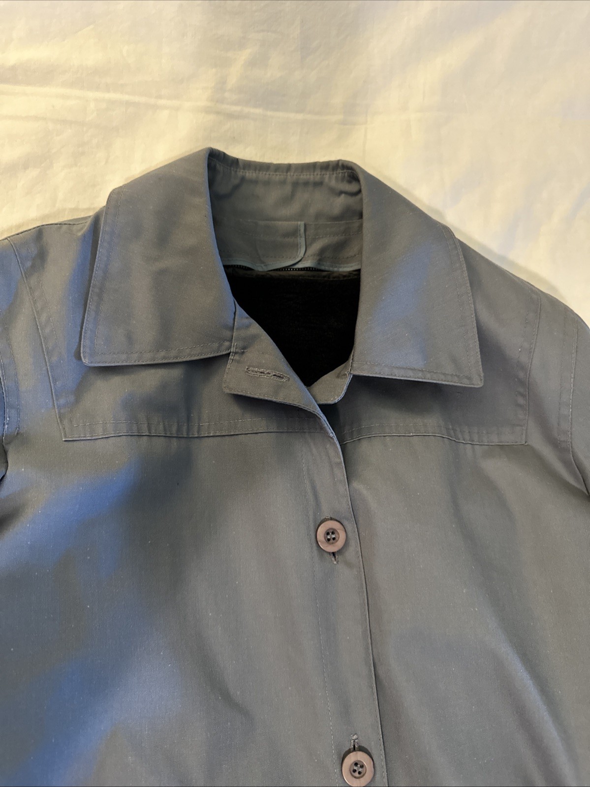 Vintage London Fog MainCoat Grey Blue Womens 6 Reg USA Full Length Lined Belted
