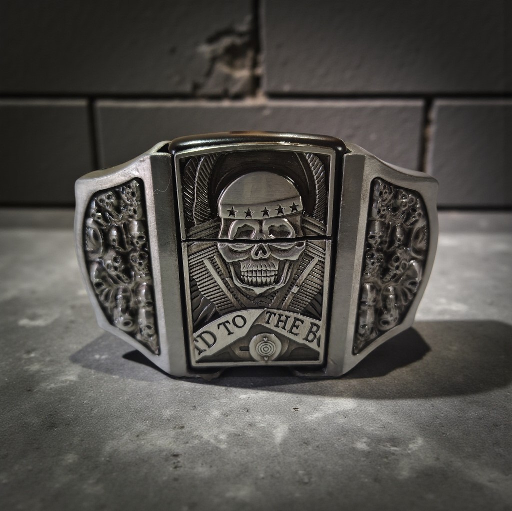 Men’s Belt w/ Lighter Buckle Skull Western Belt 32–40 Gift for Him