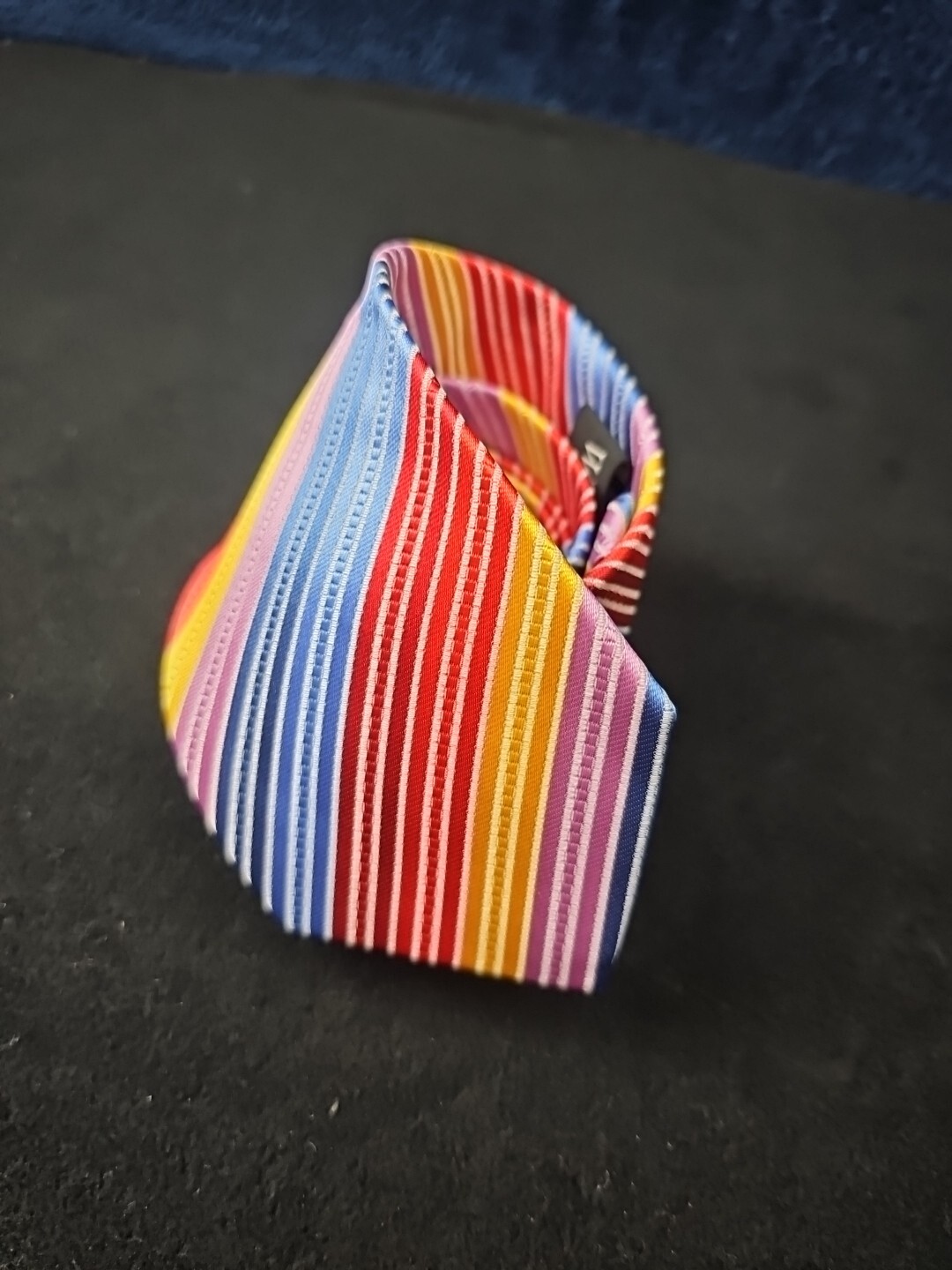 Weishang Silk Tie Woven RAINBOW Striped 58″ X 3.125″ EUC