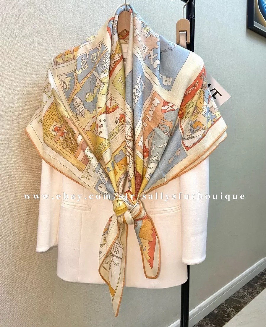 2026 Sallys 70% Cashmere 30% Silk Wrap Scarf Travel Print Double Face Shawl 53″