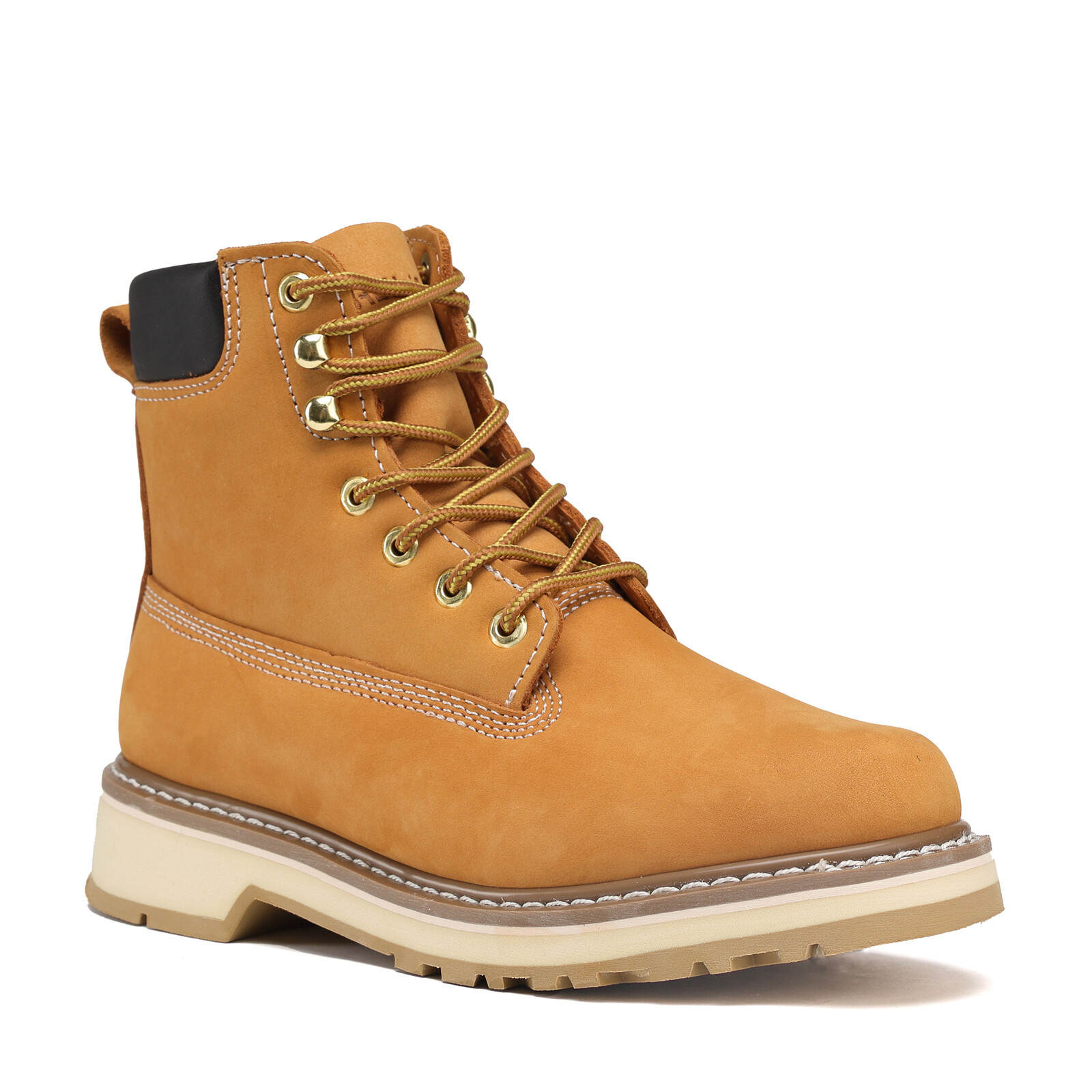 Soft Toe Leather Work Boots – Wheat, PU Sole, Goodyear Welt, 84101