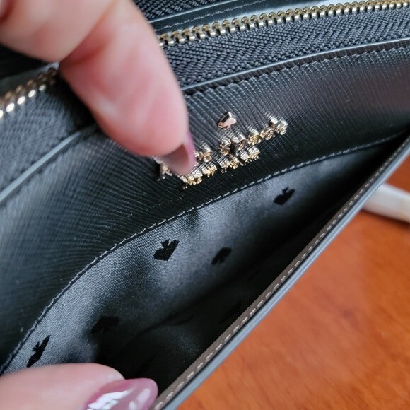 Kate Spade Staci WLR00120 Zip Around Continental Wallet Black Tan NWT