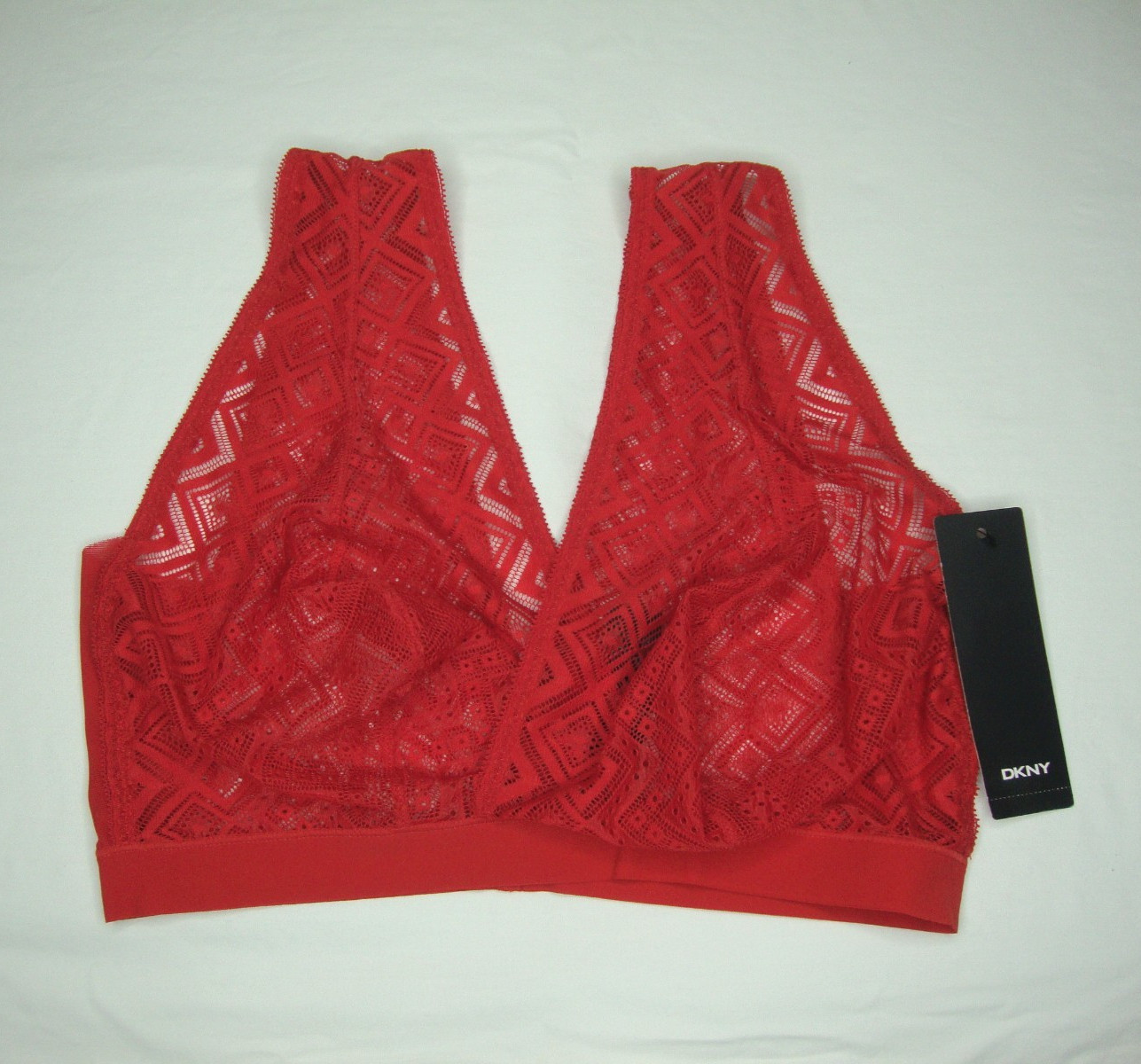 DKNY Pure Lace Bralette Bra Size XL Red Wire Free Unlined Stretch Lace DK7596
