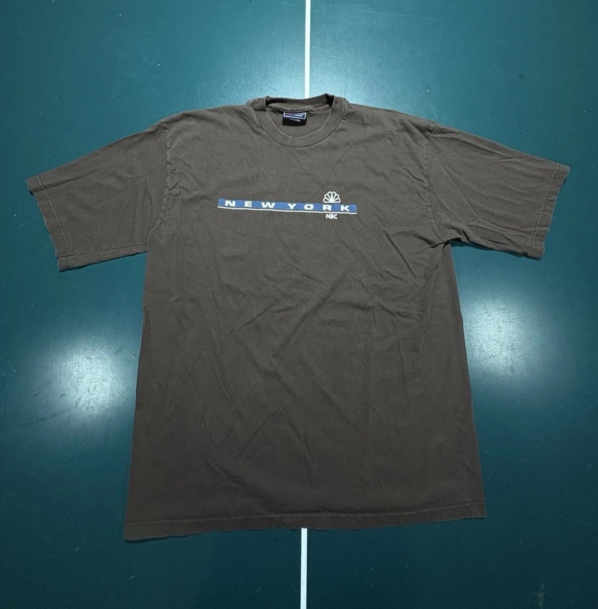 Vintage NBC New York T Shirt Men’s XL Brown News Spell Out Made In USA 90s