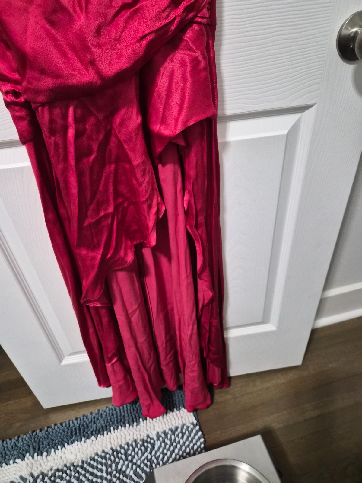 bardot red dress sexy high side slit