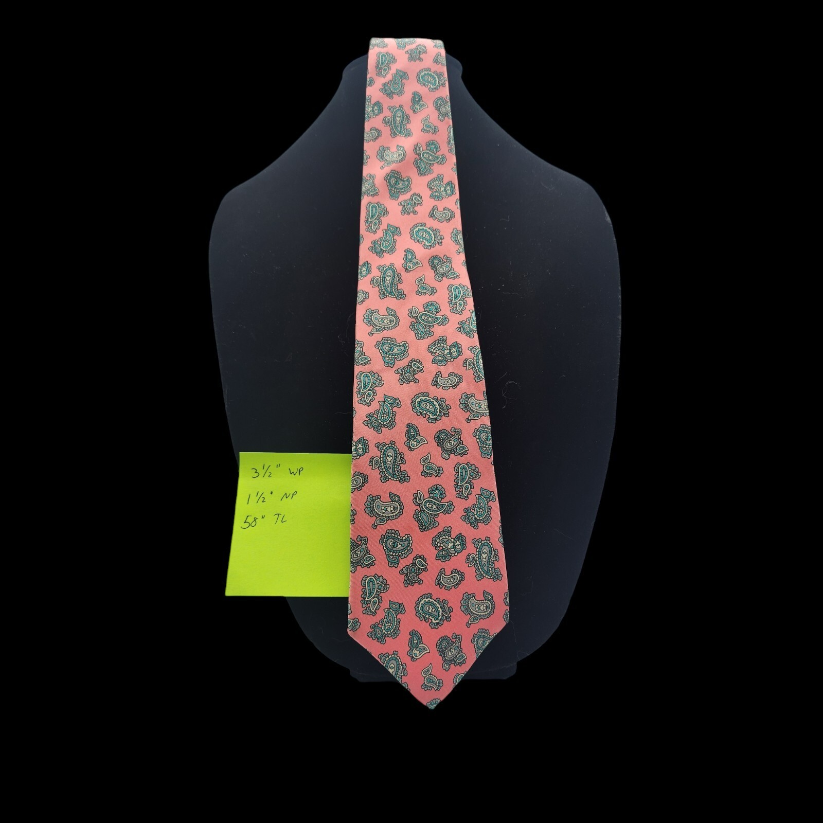 Don Loper Paisley Silk Necktie Beverly Hills Italy Handmade Pink 58″ x 3.5″