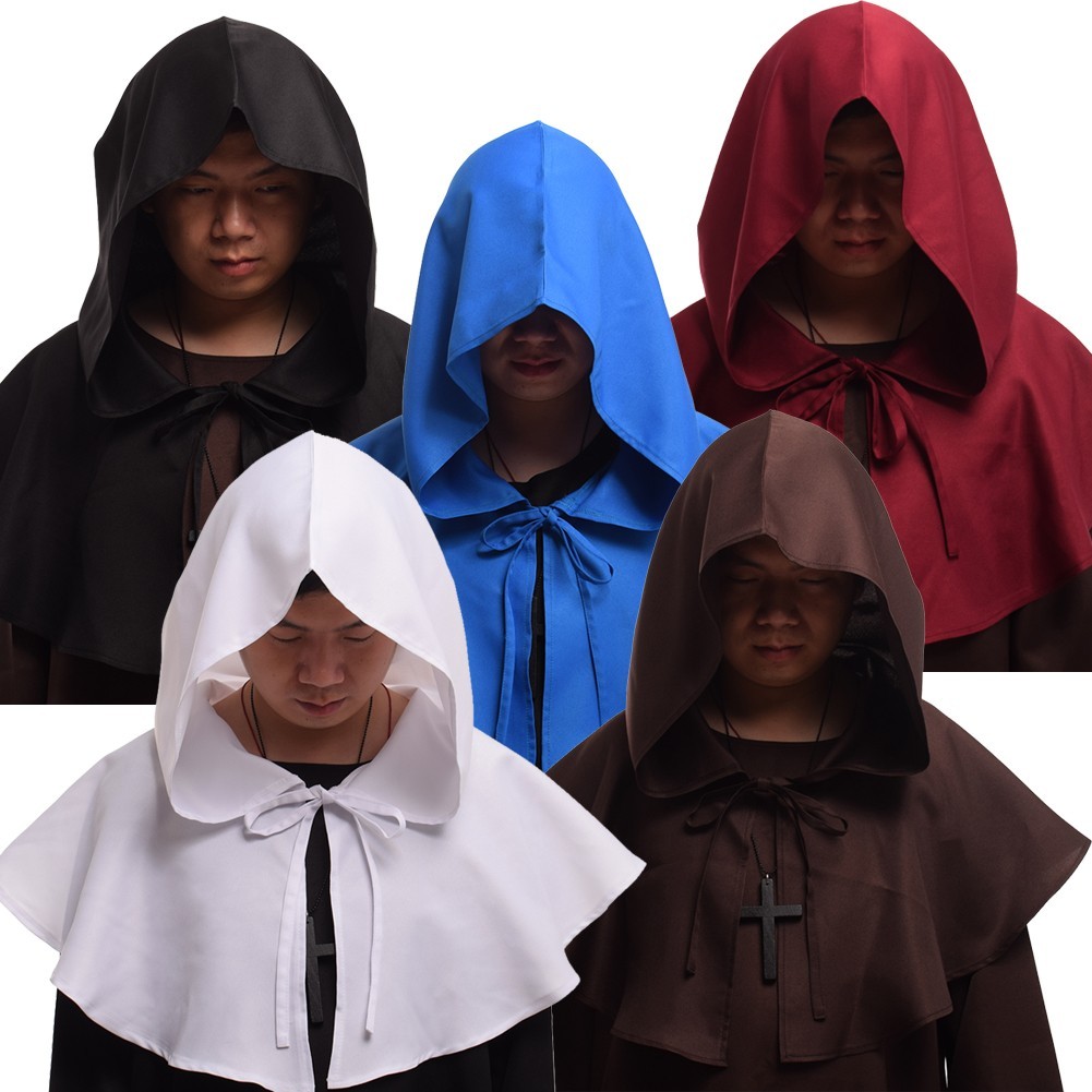 Medieval Hood Hat Halloween Grim Cowl Cloak Monk Pagan Hooded Witch Cowl Hat