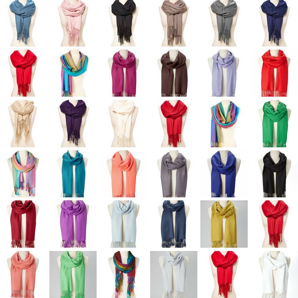 Pashmina Cashmere Scarf Shawl Wrap Plain Stole Silk Soft Women Men Wool Warm Sol