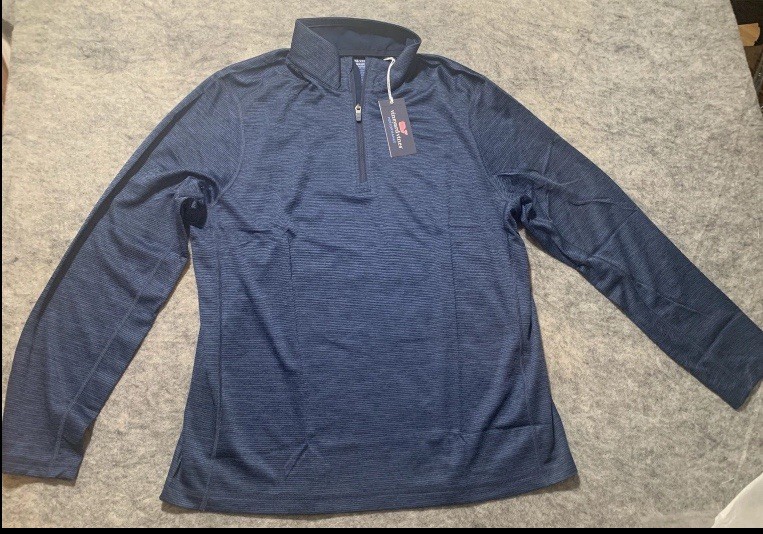 NWT Men’s Vineyard Vines Performance Sankaty Quarter Zip Blue Depth NEW