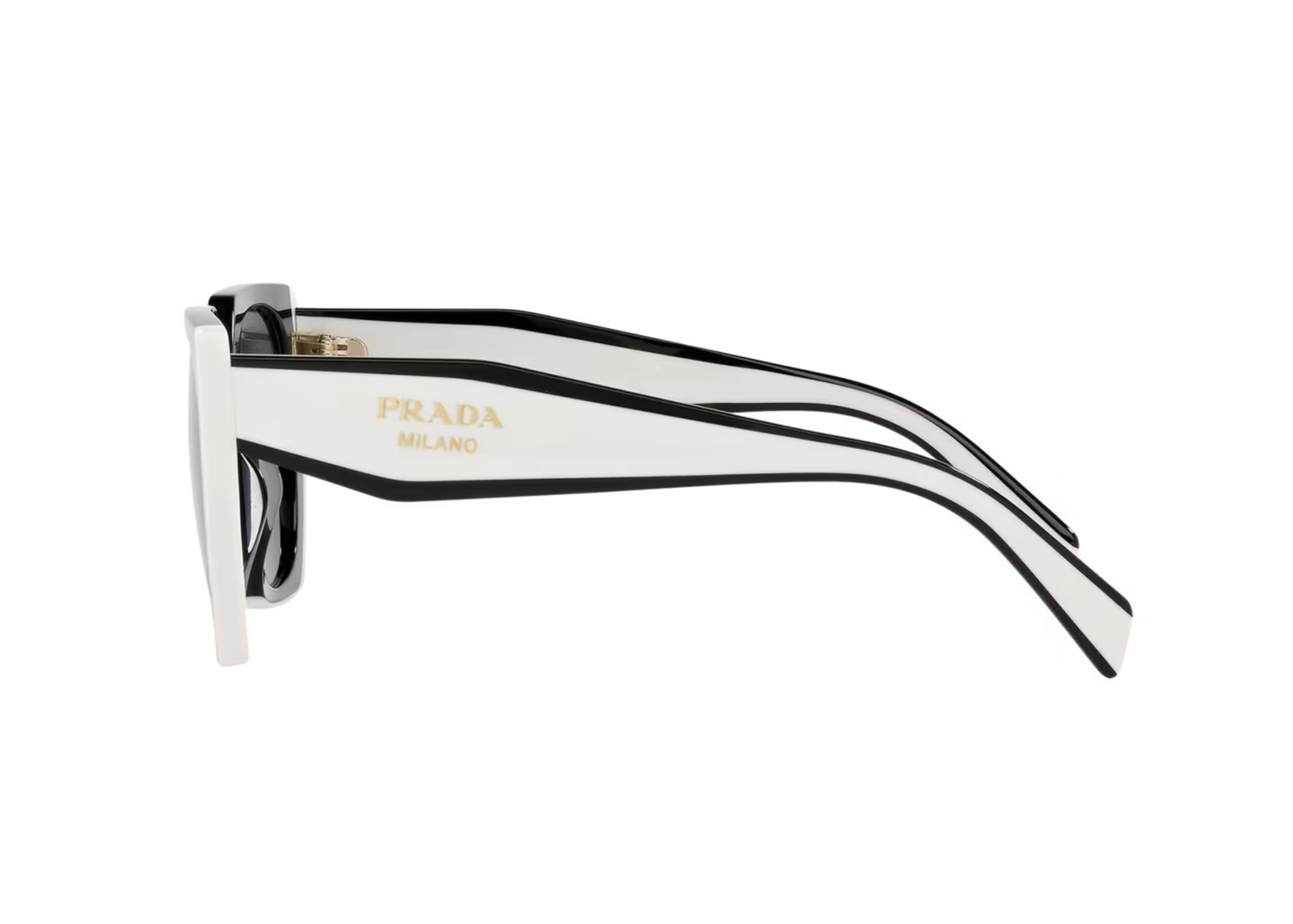 PRADA PR 15WS 09Q5S0 145mm Frame Rectangular Sunglasses – Black/White/Gray