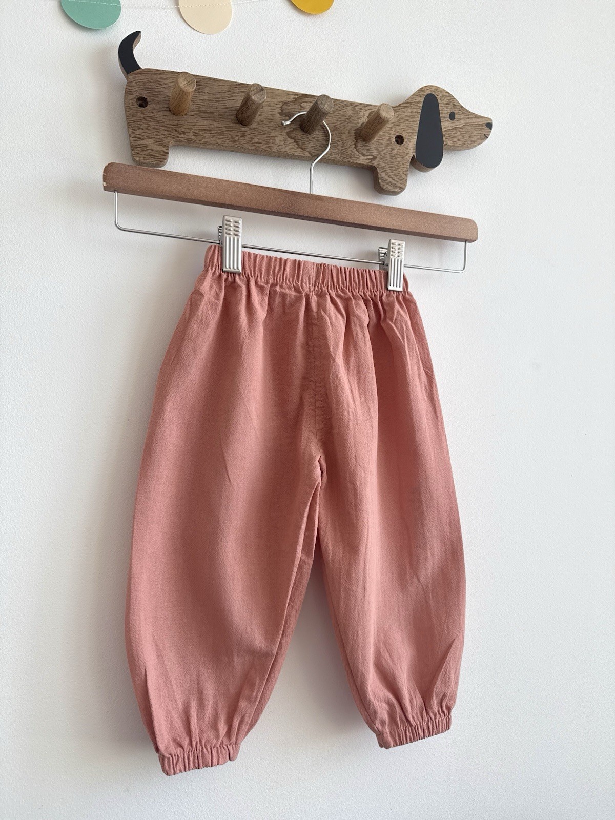 Pink Paint Splatter Graphic 100% Cotton Trousers, Elastic Waist, 12-18M