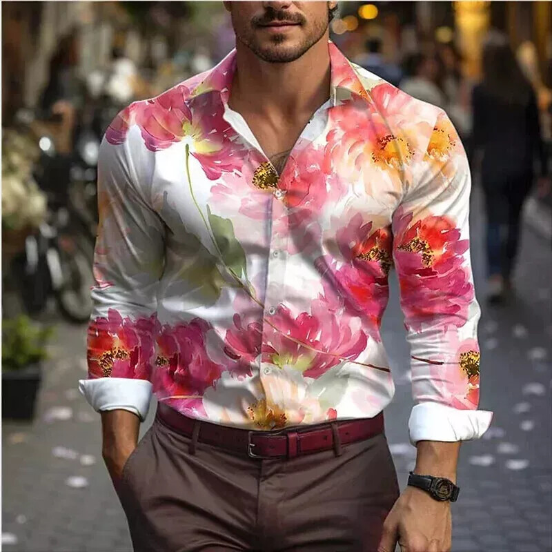 Men Western Long Sleeve Shirts Slim Button Down Dress Shirt Blouse Casual Tops