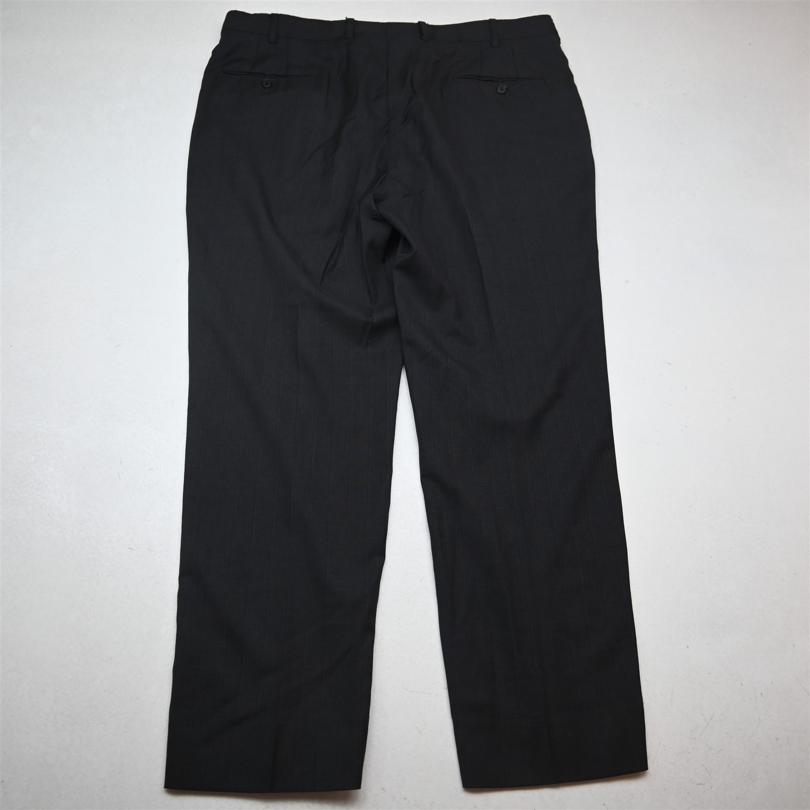 Hickey Freeman 44R 38×30 Gray Striped 100% Wool USA Made Mens Jacket Pants Suit