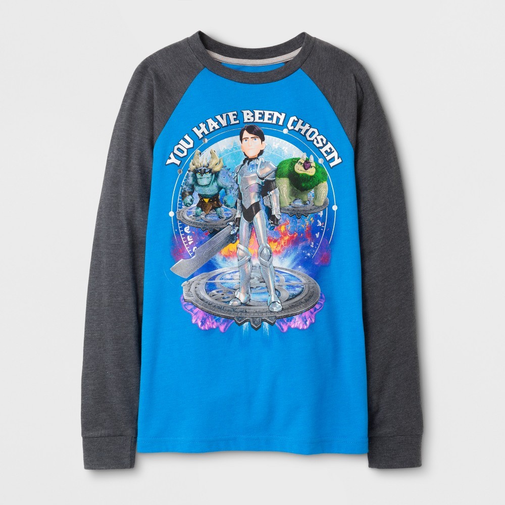 Trollhunters Boys Long Sleeve Turquoise/Gray T-Shirt 4-5, 6-7, 7-8, 10-12, 14-16