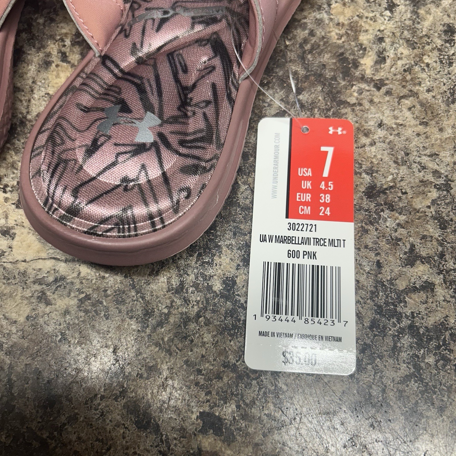 NEW NWT Under Armour Marbella VII Trace Pink Flip Flop Sandals Womens 7