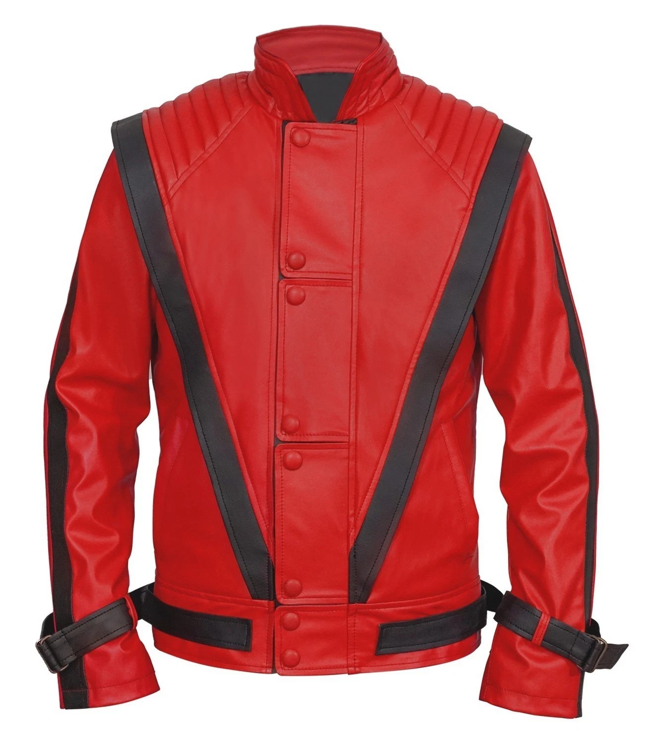 Men’s Thriller Michael Jackson Red Real Leather Biker Jacket Costume
