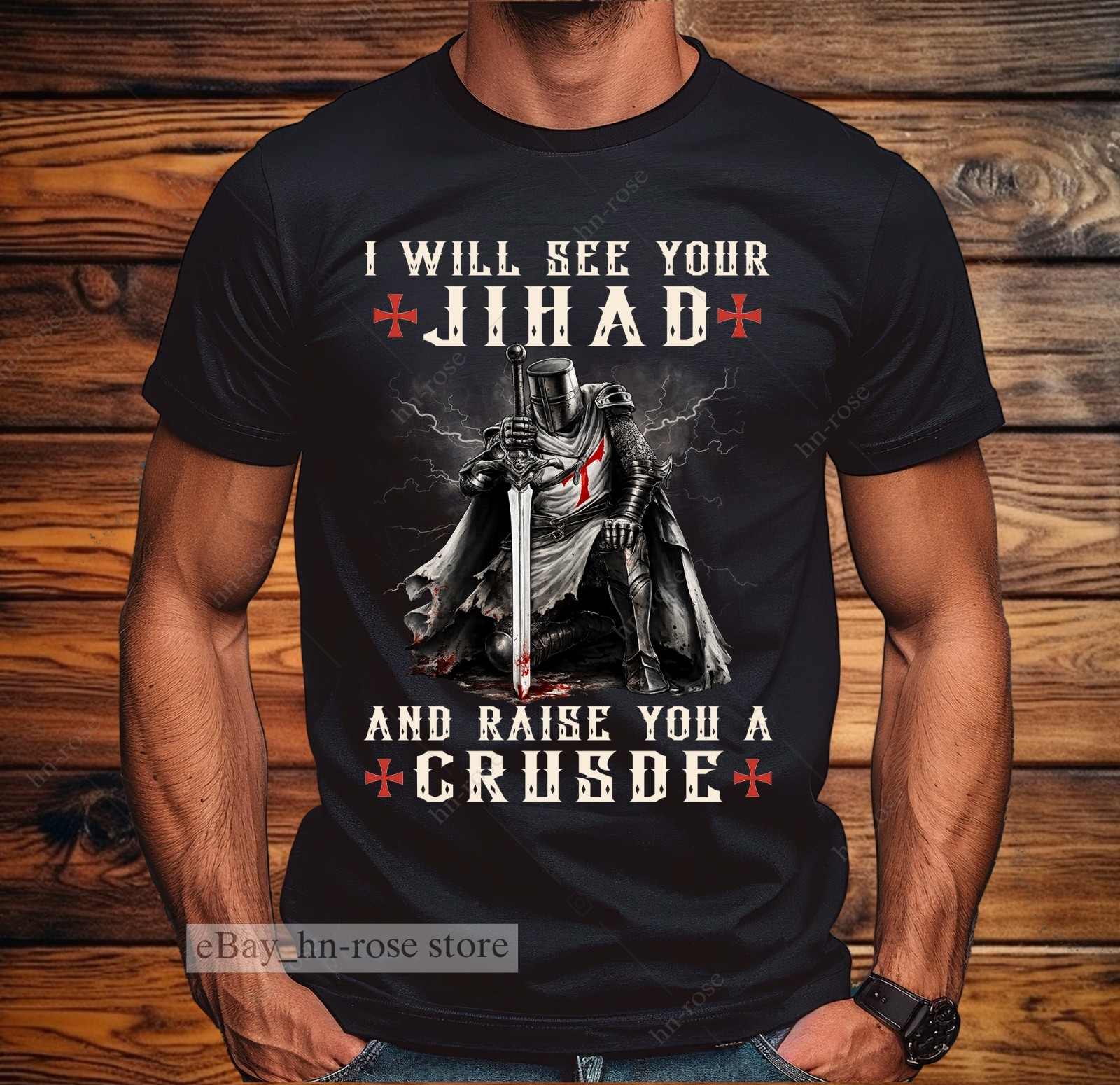 Templar Knight Shirt Christian Warrior Crusader Medieval Armor Shield Battle Tee
