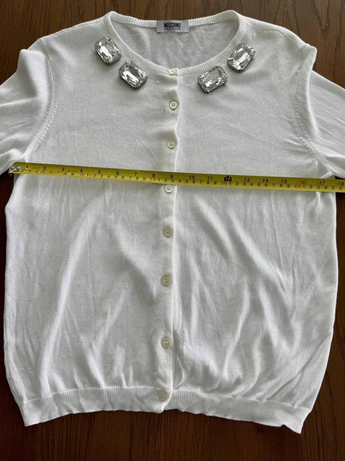 Moschino Cheap and Chic White Jeweled Button-Front Cardigan US 10