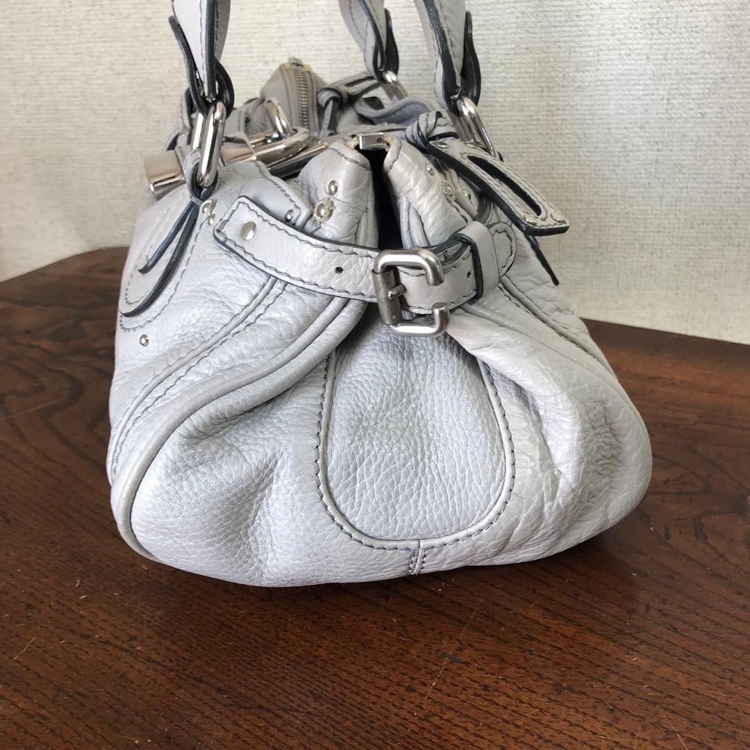Chloe Paddington White Leather Satchel Bag w/Padlock Rare Vintage Auth