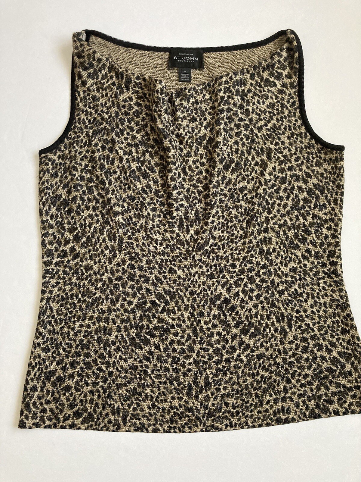 ST. JOHN Boutiques Animal Print Gold Metallic Knitted Tank Top Women’s Size M