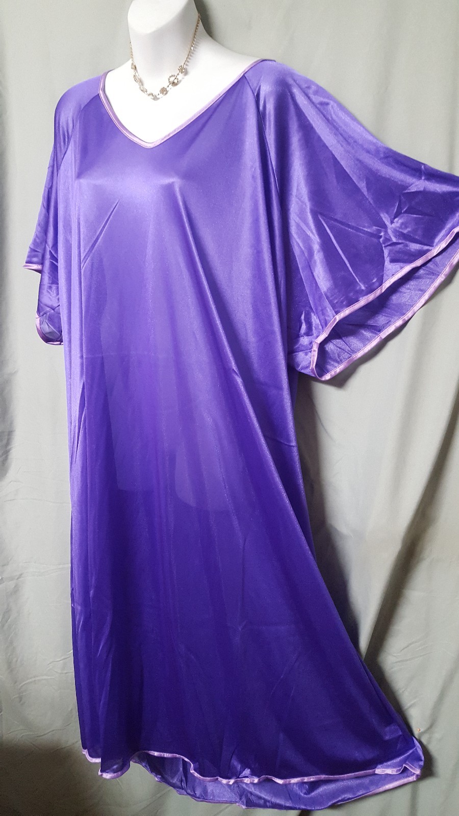 Comfort Choice Purple Nightgown Long Short Sleeve Plus 3X 66″ BUST