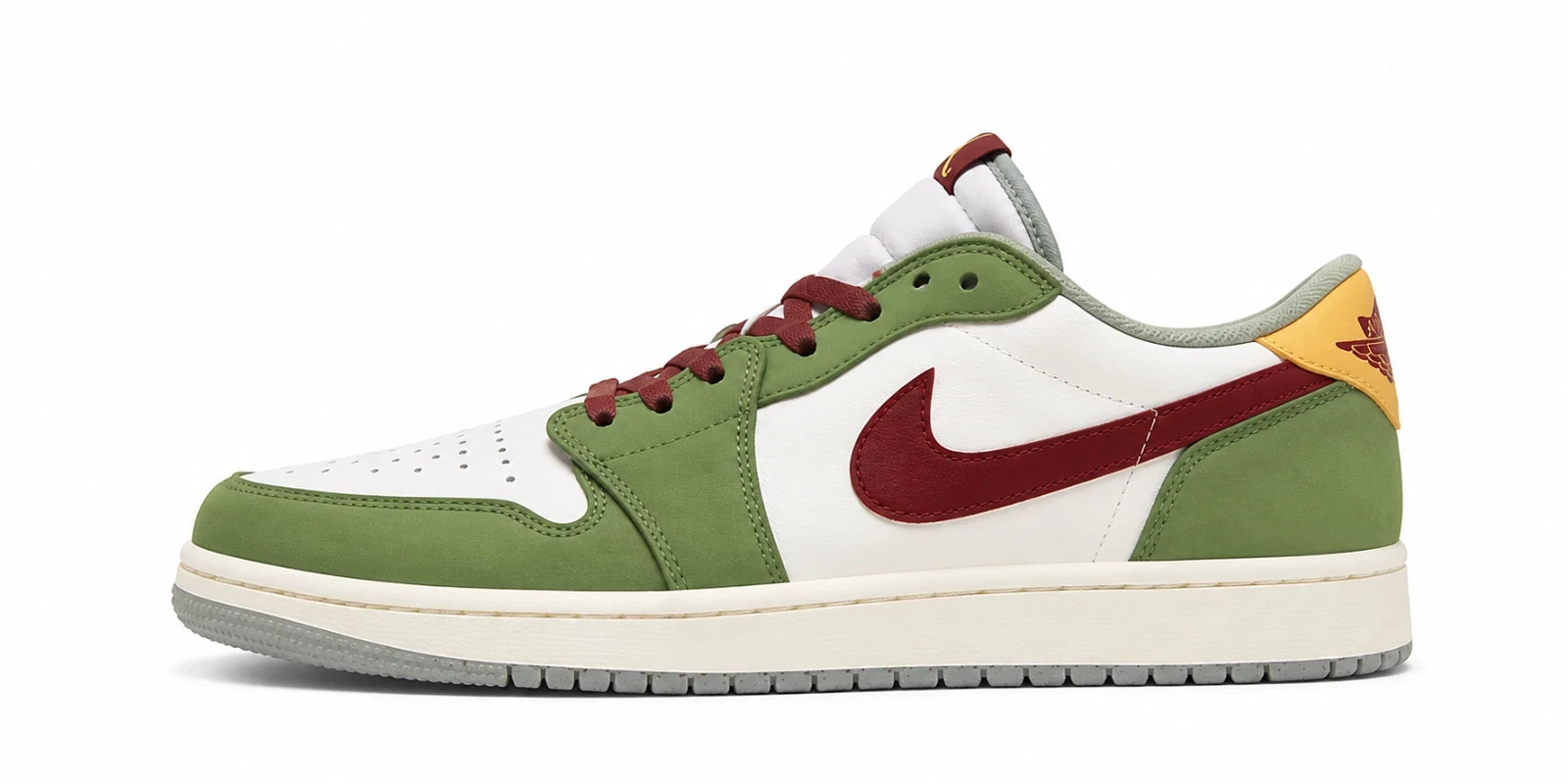 Nike Air Jordan 1 Low White Olive Red Leather Unisex Sneakers FN3727-100