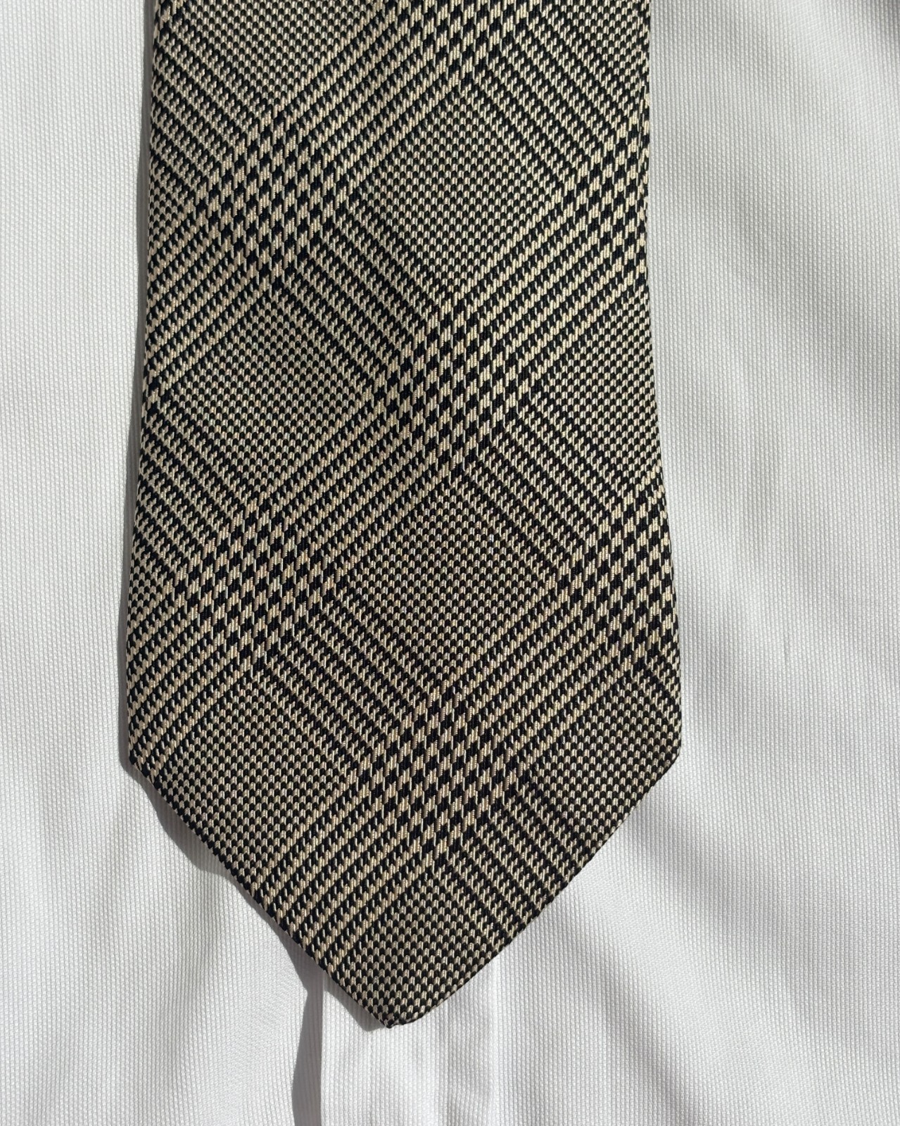 Ralph Lauren Purple Label Silver Glen Plaid Check Silk Tie – England – $235.00