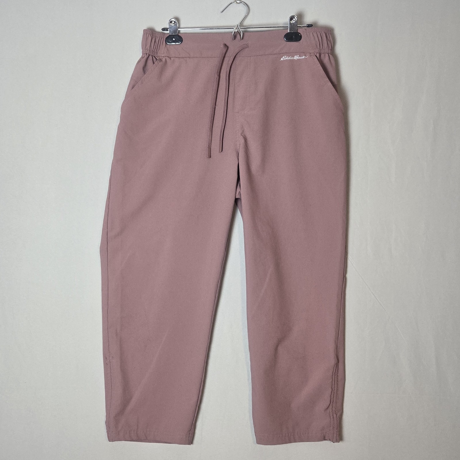 Eddie Bauer Rainier Active Water Repel Capri Pants Women Sz L Mauve UPF EB000830