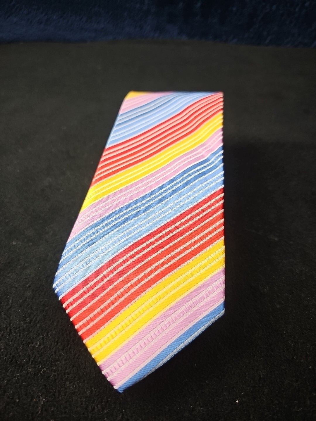 Weishang Silk Tie Woven RAINBOW Striped 58″ X 3.125″ EUC