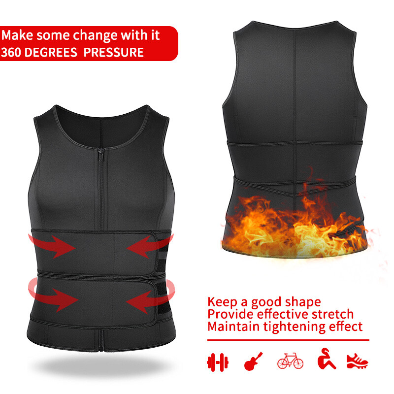 Men Sauna Suit Waist Trainer Neoprene Sweat Vest Body Shaper Waist Trimmer Belt